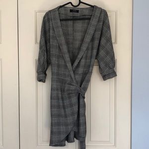 Tartan grey wrap dress
